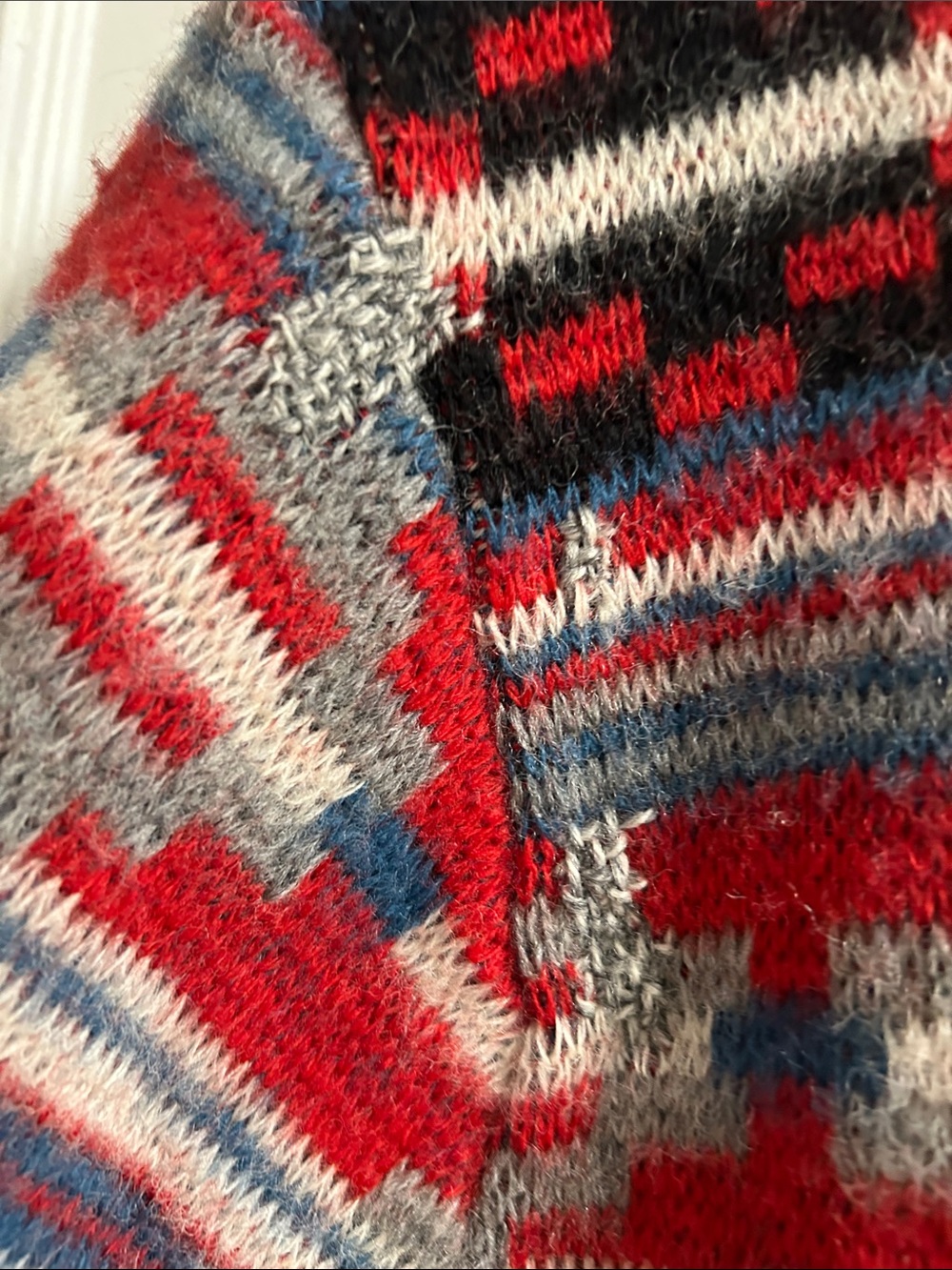 Pendleton Red, Gray, Blue & Black Patterned Crewneck Sweater - Picture 4 of 4